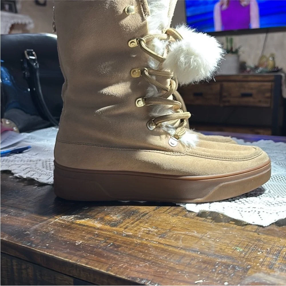 Michael Kors Lace Up Boots, Dk Khaki Size 7.5 - Picture 6 of 12